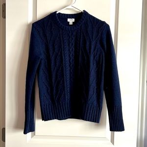 J. Crew blue cable knit sweater, women’s small